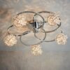 Talia 5 Lights Clear Crystal Semi Flush Ceiling Light In Chrome