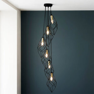 Pearl 6 Lights Ceiling Pendant Light In Matt Black - LightingVille.com