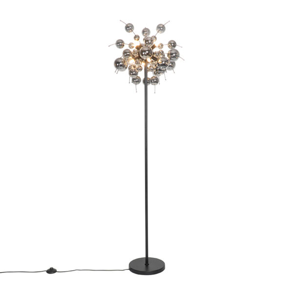 Design floor lamp black with smoke glass 8-lights - Explode