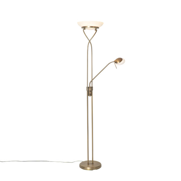 Floor lamp bronze incl. LED and dimmer with reading lamp - Empoli