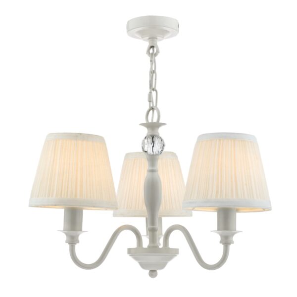 Laura Ashley Ellis 3 Light Ceiling Pendant Light In Satin Grey with Cotton Shades