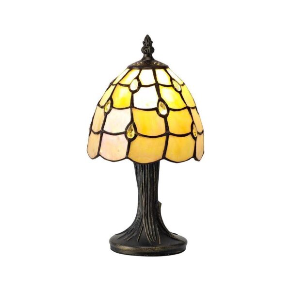 Origin 1 Light Table Lamp With 300mm Beige, Clear, Black And Gold Tiffany Shade