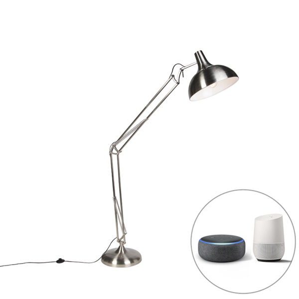 Smart floor lamp steel incl. Wifi A60 - Hobby