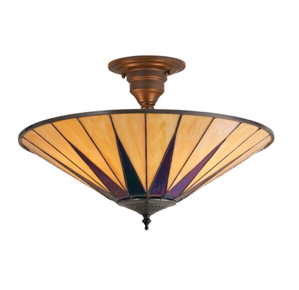 Interiors 1900 64043 Tiffany Semi Flush 3 Light Ceiling Light