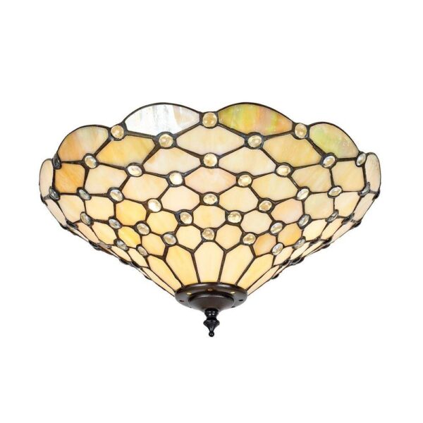 Interiors 1900 70242 Pearl Tiffany 2 Light Semi Flush Ceiling Light