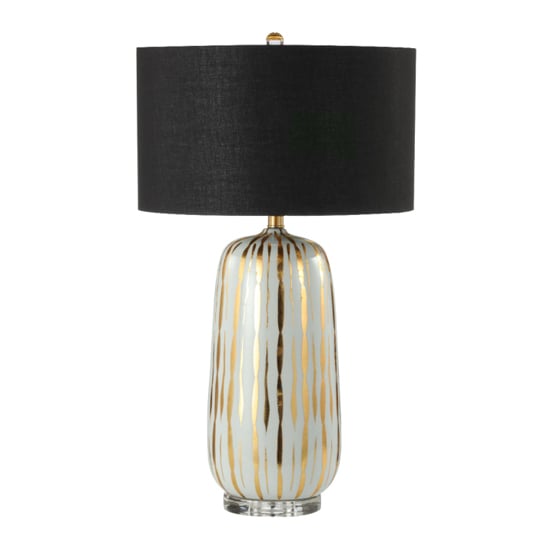 Parikia Black Linen Shade Table Lamp With Gold Ceramic Base