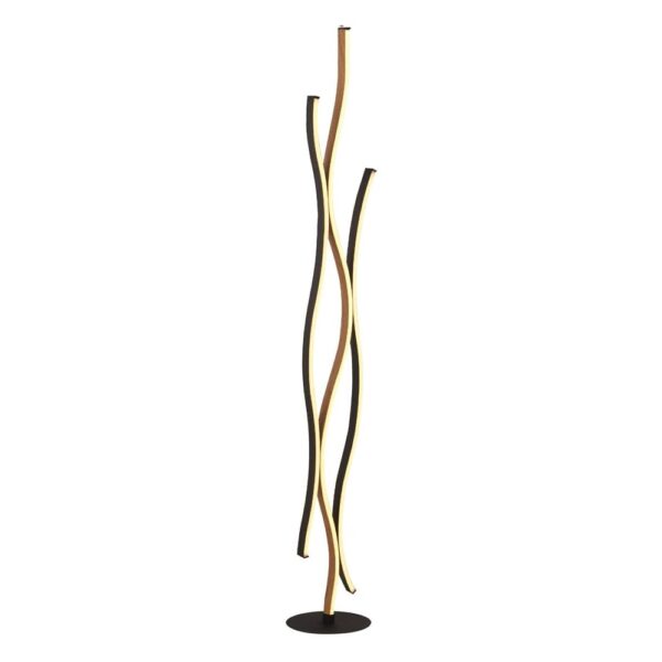 Bloom LED Wood Effect Floor Lamp In Black