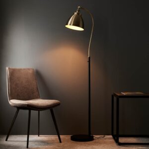 Franklin Rolled Shade Floor Lamp In Antique Brass And Black