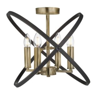 Hoopla 4 Lights Semi Flush Ceiling Lights In Bronze