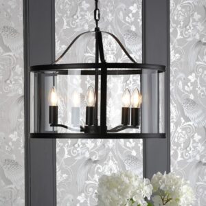 Laura Ashley Harrington 5 Light Ceiling Pendant Lantern In Matt Black Finish LA3756312-Q