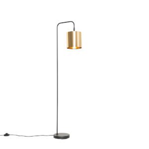Smart floor lamp black with gold incl. WiFi A60 – Lofty