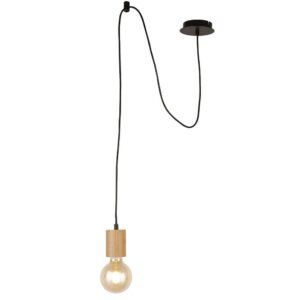 Spinny Ceiling Pendant Light In Wood And Matt Black