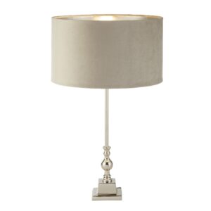 Whitby Taupe Velvet Shade Table Lamp In Chrome