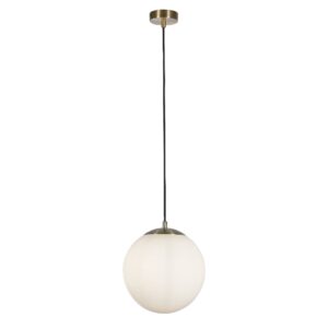 Atom Opal Glass Shade Ceiling Pendant Light In Satin Brass