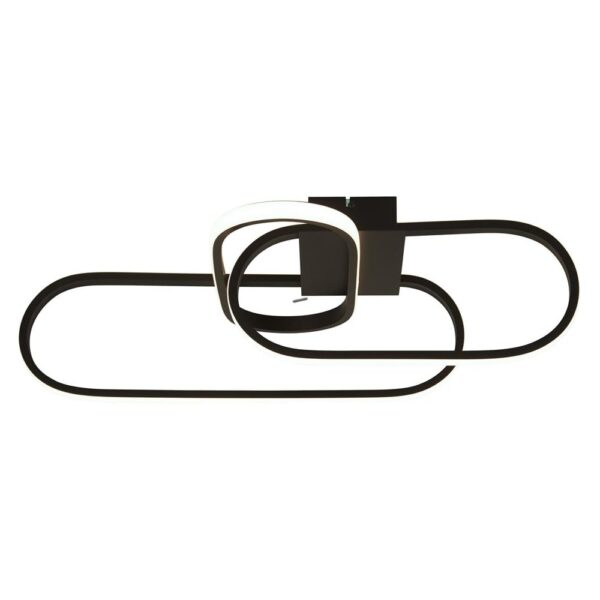 Clip LED Triple Loop Shape Flush Ceiling Light In Black