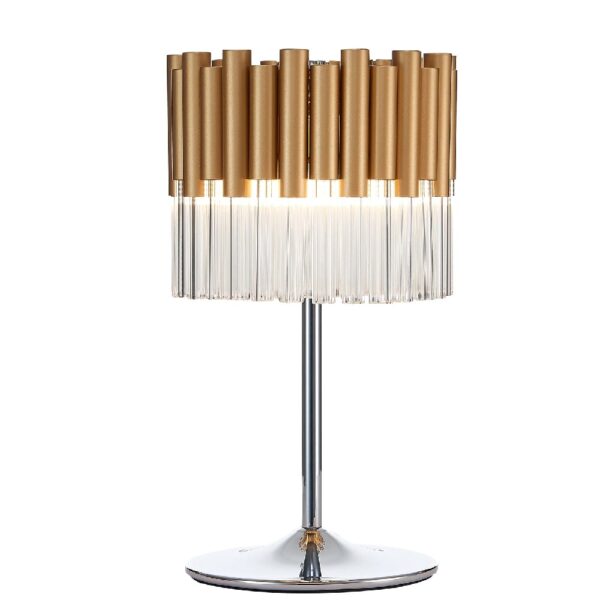 Harrogate Hanging Crystal Shade Table Lamp In Gold And Chrome