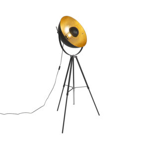 Floor lamp black with gold 51 cm adjustable tripod – Magnax