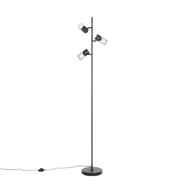 Industrial floor lamp black 3-light - Jim