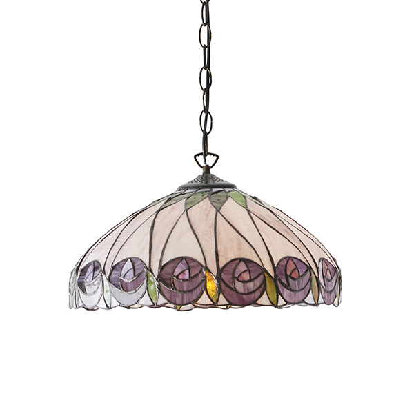 Interiors 1900 64176 Hutchinson Tiffany Medium 1 Light Ceiling Pendant Light In Dark Bronze