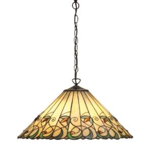 Interiors 1900 64194 Jamelia Tiffany Large 3 Light Ceiling Pendant In Dark Bronze With Shade