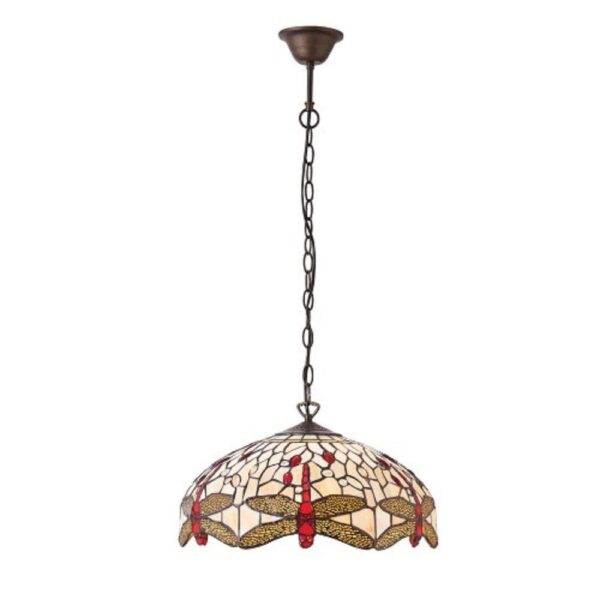 Interiors 1900 70824 Dragonfly Beige Tiffany Medium 3 Light Ceiling Pendant