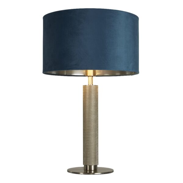 London Teal Velvet Shade Table Lamp In Satin Silver