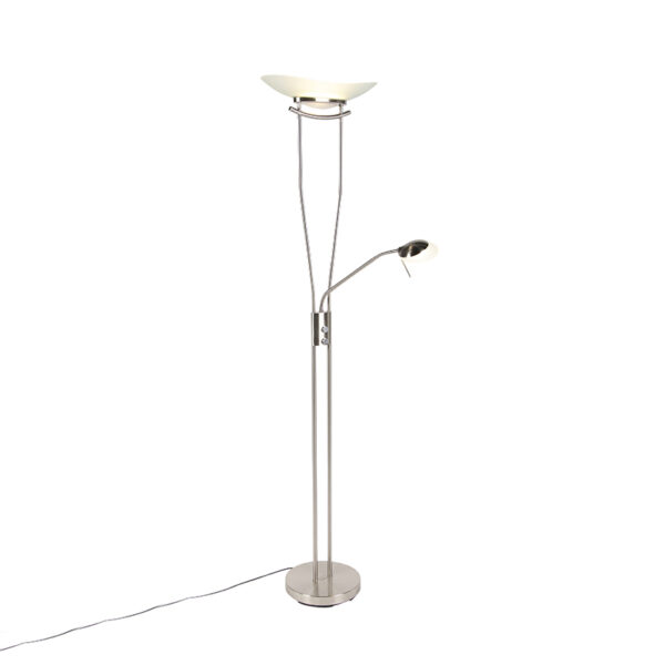 Modern floor lamp steel incl. LED and dimmer - Lexus