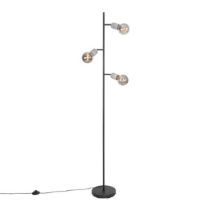 Industrial floor lamp black with concrete 3-light – Pedra