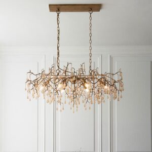 Aberdeen Glass Linear Pendant Ceiling Light In Gold