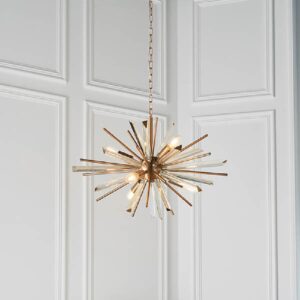 Allston Prism Glass Pendant Ceiling Light In Antique Brass