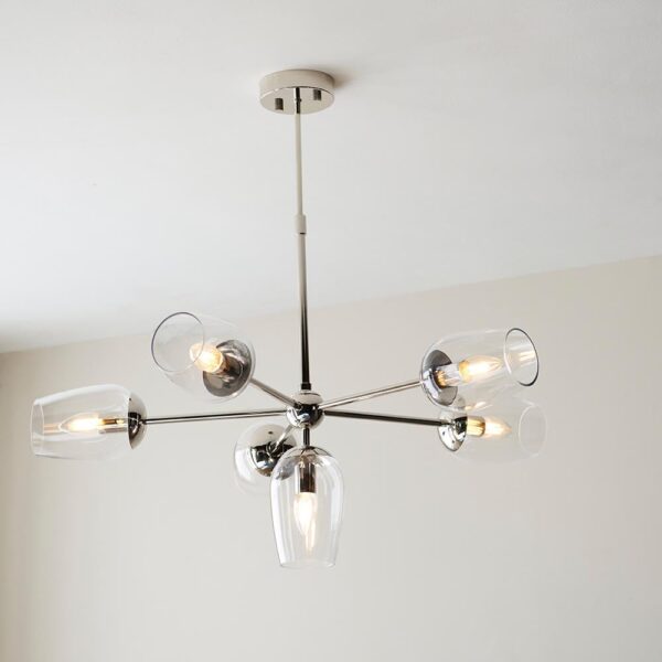 Bastrop Clear Glass Pendant Ceiling Light In Bright Nickel