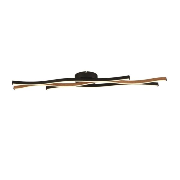 Bloom LED Wood Effect Flush Ceiling Light In Black