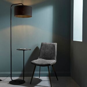 Butte Cylinder Shade Floor Lamp With Table In Matt Black