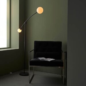 Butte Opal Glass Tall Floor Lamp In Black