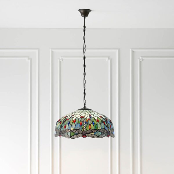 Dearborn 3 Light Glass Large Pendant Ceiling Light In Blue Black