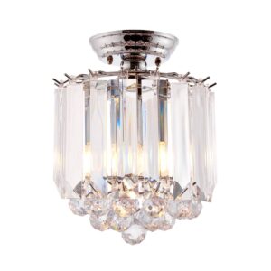 Fargo 2 Lights Crystal Droplets Flush Ceiling Light In Chrome