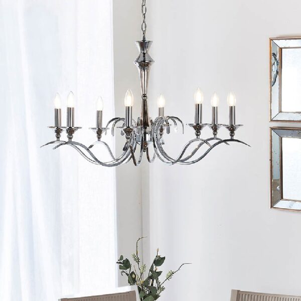 Killeen 8 Light Metal Semi-Flush Pendant Ceiling Light In Chrome