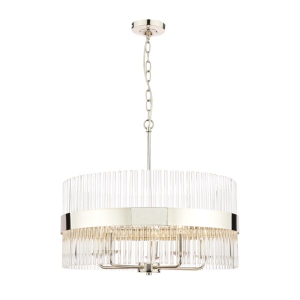 Laura Ashley Alexa 5 Light Glass Ceiling Pendant Light in Polished Nickel Finish