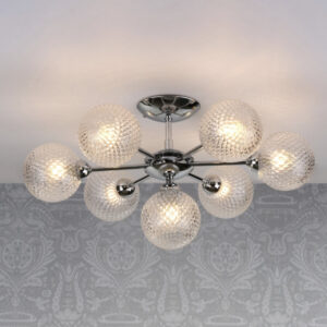 Laura Ashley Atherton 7 Light Semi Flush Ceiling Light In Polished Chrome Finish With Glass Shades