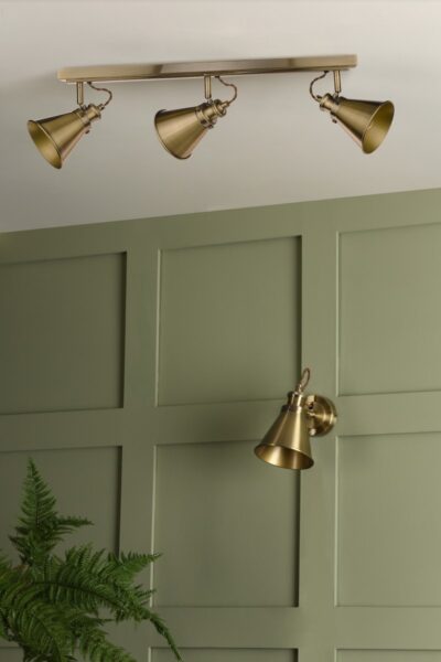 Laura Ashley LA3756158-Q Rufus 3 Light Ceiling Bar Spotlight In Antique Brass Finish