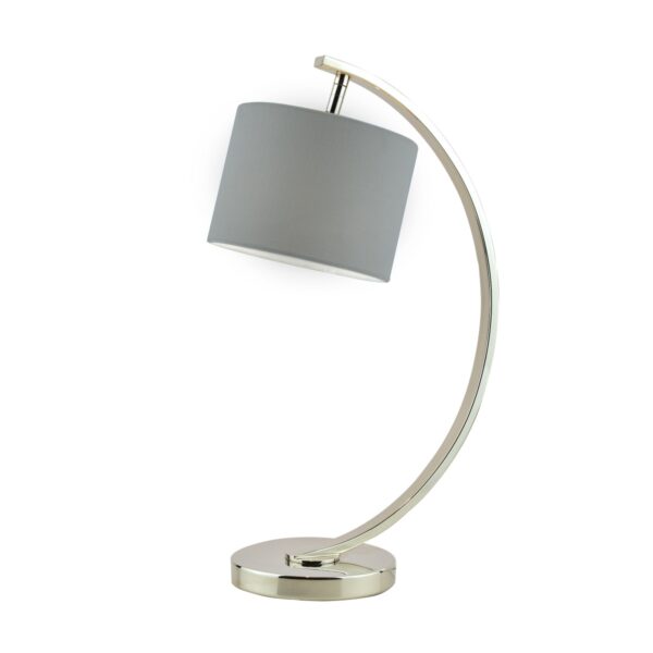 Laura Ashley Noah Polished Nickel 1 Light Table Lamp with Grey Shade