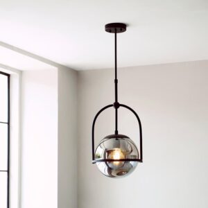 Mayetta Smoked Mirrored Glass Pendant Ceiling Light In Black