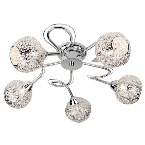 Souk 5 Lights Flush Ceiling Light In Chrome