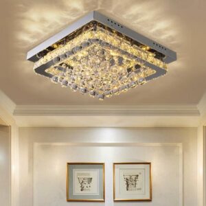 40cm W Chrome Finished Square LED Ceiling Light