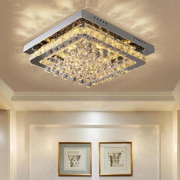 40cm W Chrome Finished Square LED Ceiling Light