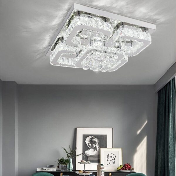 68 W Square LED Ceiling Light with Crystal Dimmable Warm Light