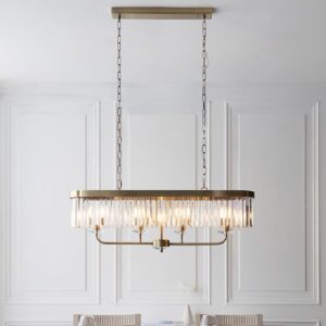 Allston Faceted Glass Linear Pendant Ceiling Light In Brass