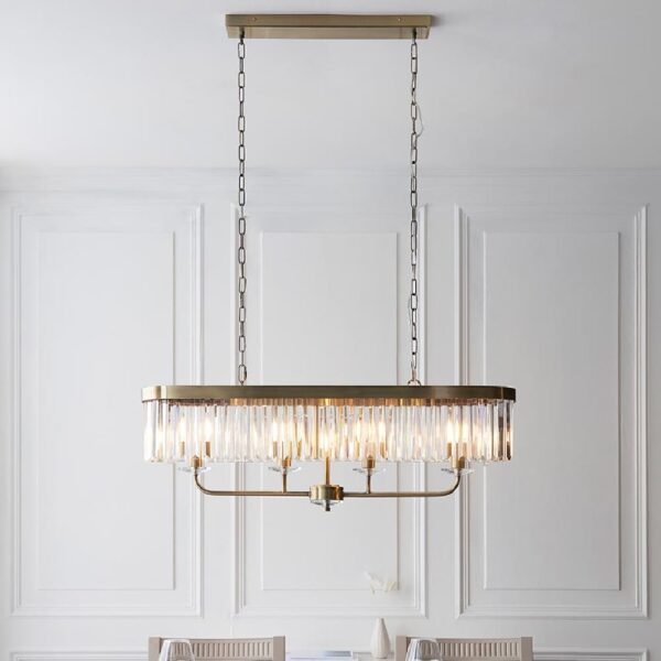 Allston Faceted Glass Linear Pendant Ceiling Light In Brass