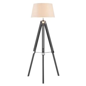 Baline Cream Fabric Shade Floor Lamp With Grey Tripod Base