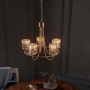 Belluno 5 Lights Semi Flush Ceiling Light In Antique Brass